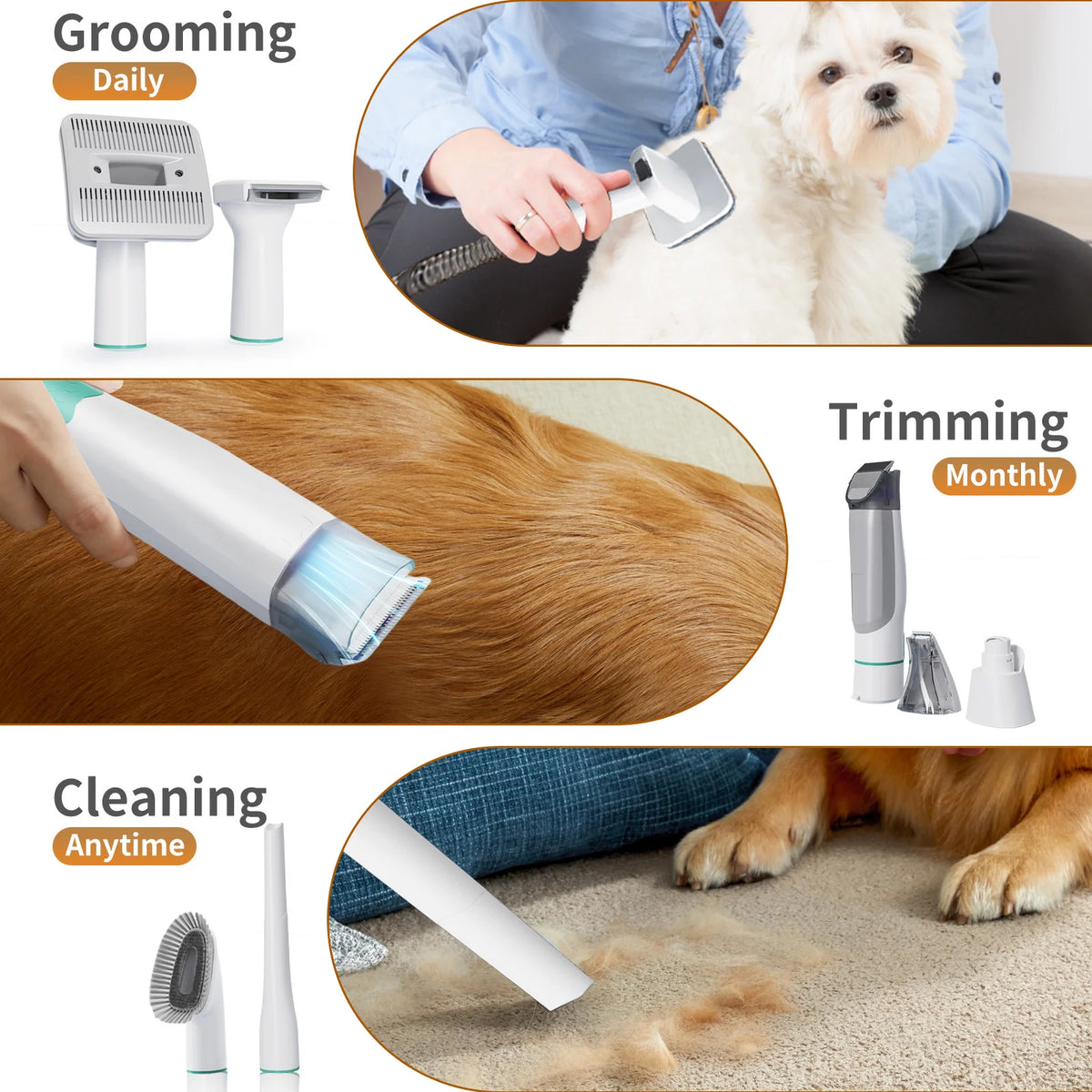 13000Pa Chien Toilettage Pour Animaux De Compagnie Sèche-Cheveux 7-En-1 Air Chaud Rapide Et Silencieux Sèche-Cheveux Pour Animaux De Compagnie Aspirateur Pour Chat Sèche-Cheveux Nettoyant