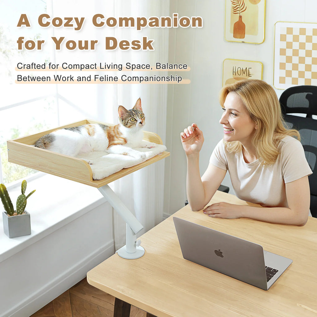 Lit De Bureau Pour Chat, 360 ° Support De Lit Rotatif Pour Chat D'Intérieur, Panier Réglable Pour Chat, Hamac Pour Table, Lit Pour Chat Doux Pour Bureau
