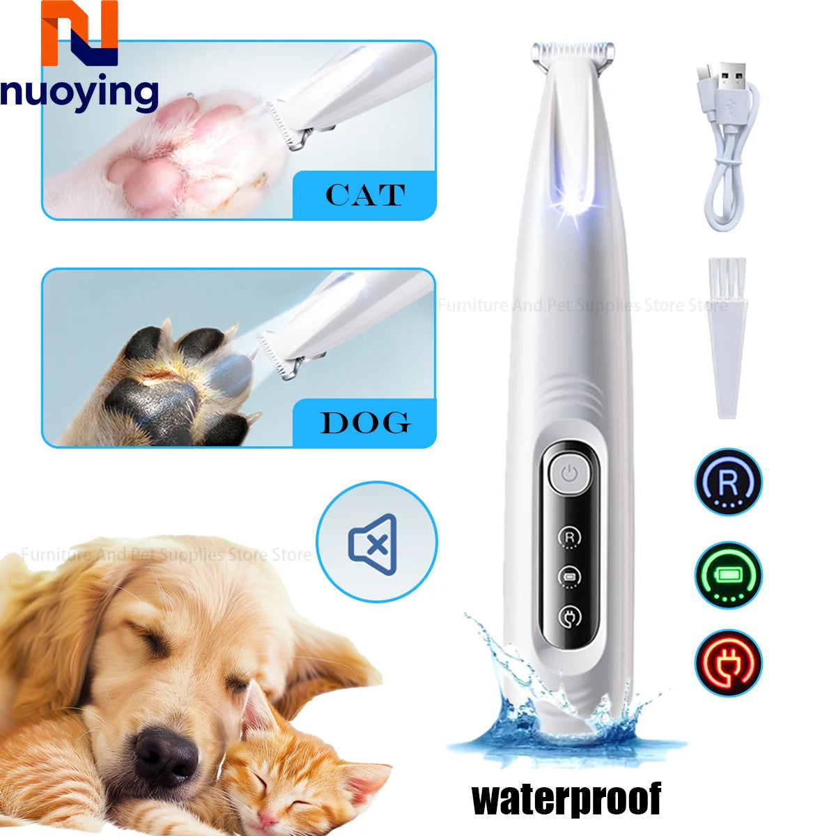 Nouvelle Tondeuse À Poils Pour Chien Avec Lumière LED, Lame Large De 18 Mm, Entièrement Étanche, Tondeuse À Poils Pour Animaux De Compagnie Avec Affichage Numérique LED, Faible Bruit, Tondeuse De Toilettage Pour Animaux De Compagnie