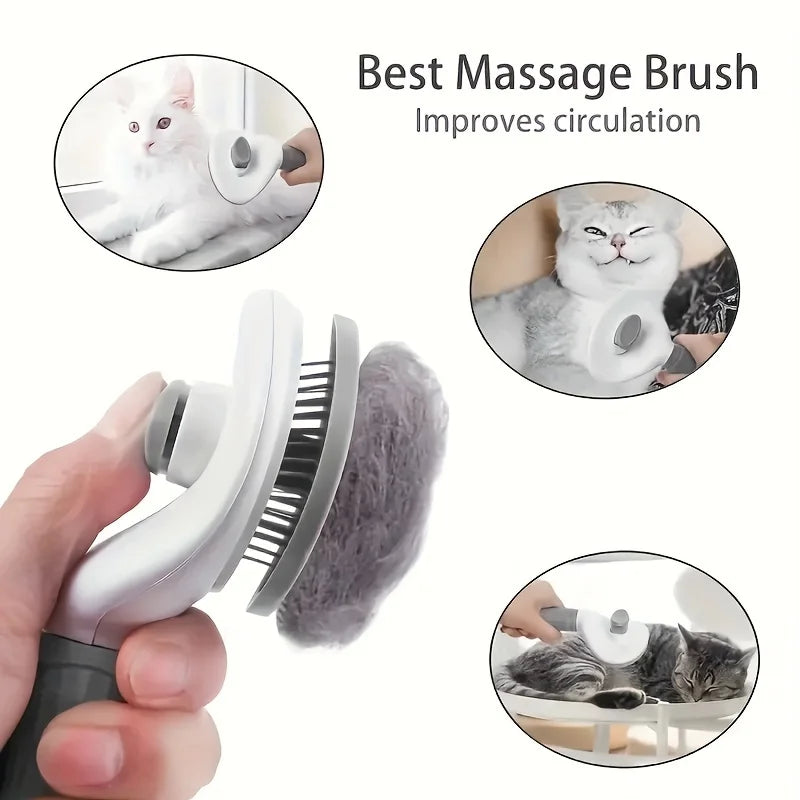 Peigne D'Épilation Pour Animaux De Compagnie En Un Clic Pour Un Toilettage Sans Effort Des Chiens Et Des Chats-Brosse D'Épilation Flottante Avec Fonction Automatique