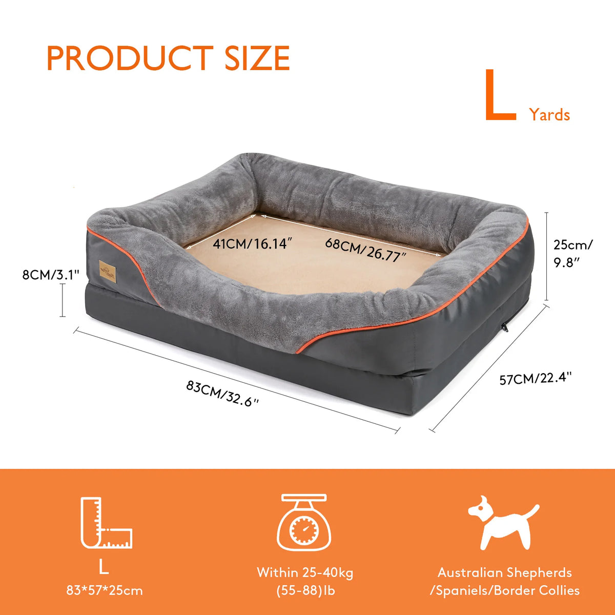 Grand Lit Pour Chien, Doux, Confortable, Anti-Allergie, Polaire Chaude, Housse Amovible Et Lavable, Lit Pour Animaux De Compagnie, Étanche