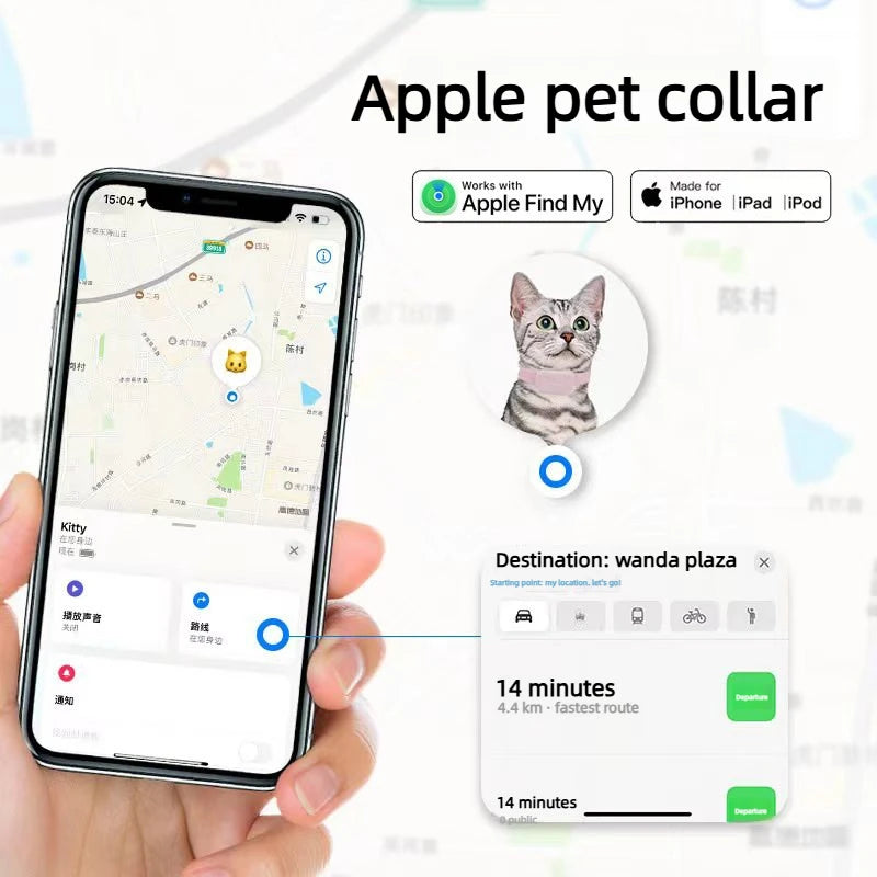 Mini Traceur GPS Mondial Pour Animaux De Compagnie Compatible Avec L'Application Apple Find, Étanche, Avec Suivi De Position En Temps Réel, Alerte D'Activité, Collier Anti-Perte Pour Chatons Et Chiots, Localisateur Mondial