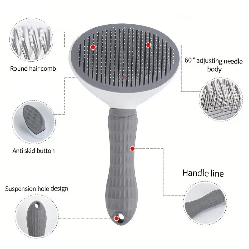 Peigne D'Épilation Pour Animaux De Compagnie En Un Clic Pour Un Toilettage Sans Effort Des Chiens Et Des Chats-Brosse D'Épilation Flottante Avec Fonction Automatique