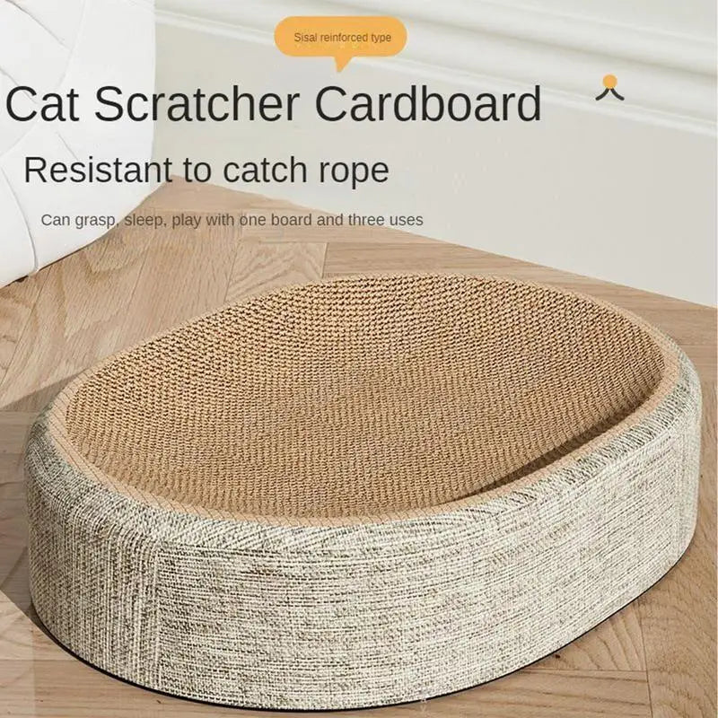 Grattoir Pour Chat En Sisal De Forme Ovale, 2 En 1, Résistant À L'Usure, Jouet Pour Aiguiser Les Griffes, Accessoires Pour Animaux Domestiques D'Intérieur, Pour La Protection Des Canapés Et Des Meubles