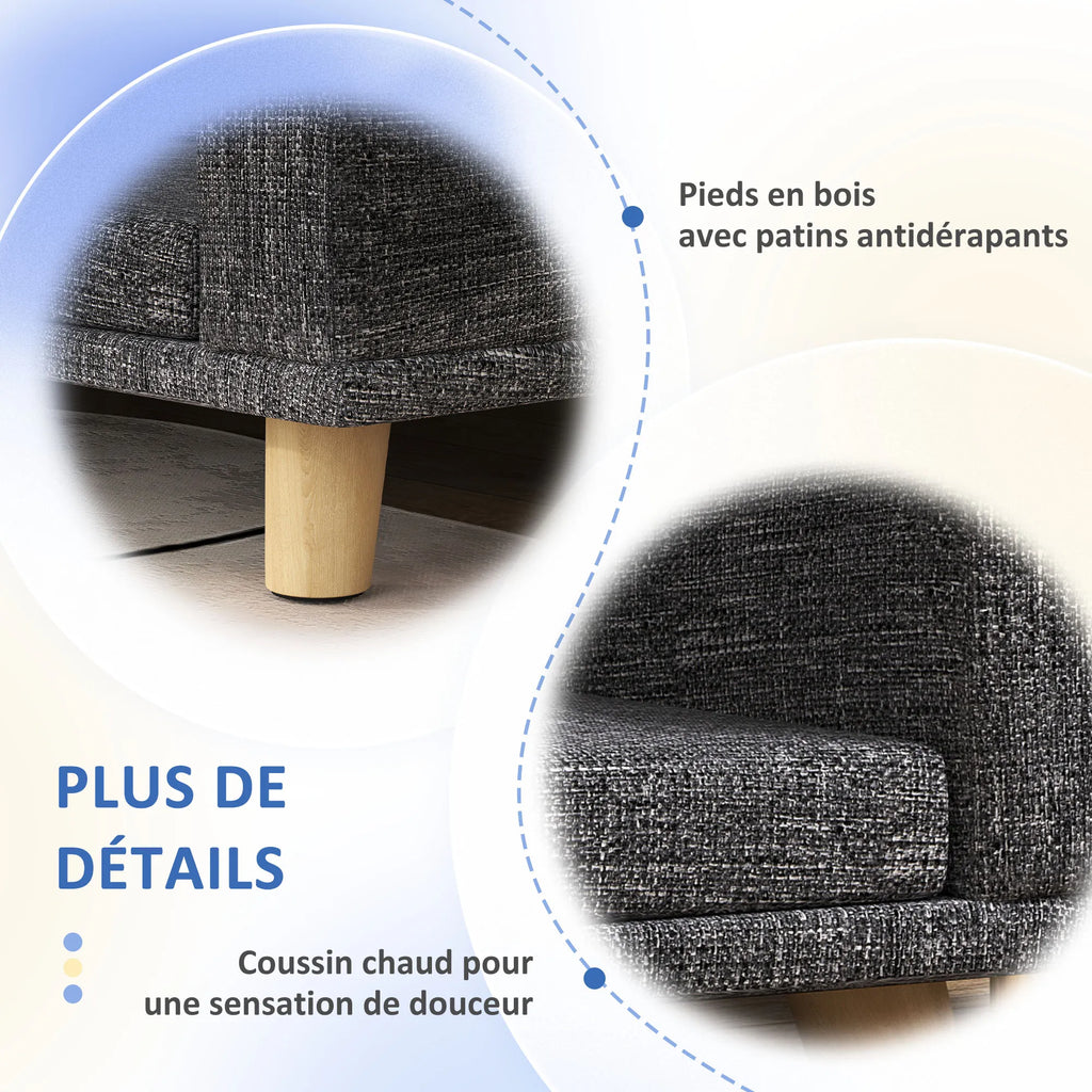 Canapé Chien Grand Lit Surélevé Pour Chien Coussin Lavable Cadre En Bois Tissu Polyester 98 X 67 X 25 Cm Gris Foncé