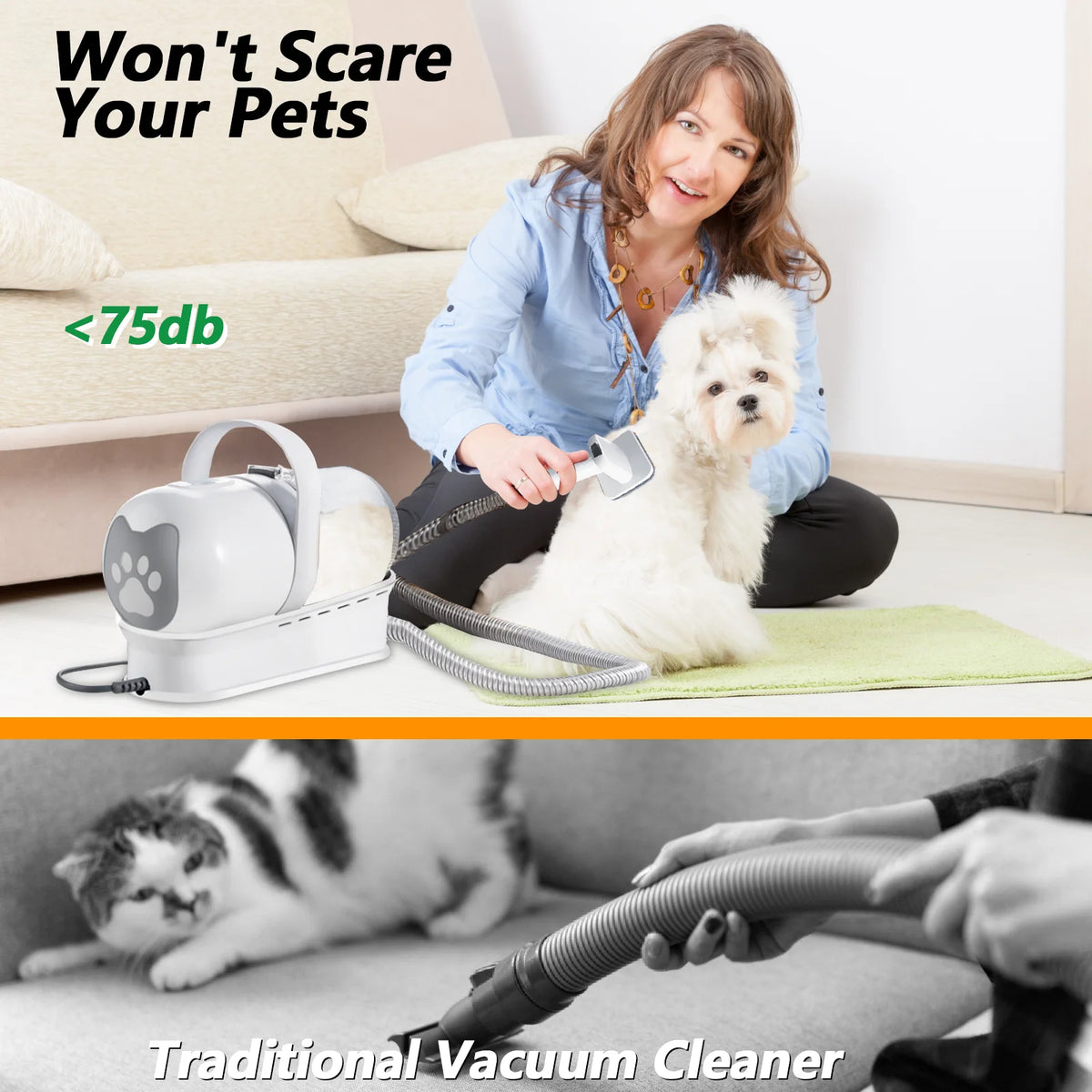 13000Pa Chien Toilettage Pour Animaux De Compagnie Sèche-Cheveux 7-En-1 Air Chaud Rapide Et Silencieux Sèche-Cheveux Pour Animaux De Compagnie Aspirateur Pour Chat Sèche-Cheveux Nettoyant