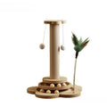 Jouet Pour Chat En Bois Massif, Plateau Tournant Amusant Avec Balles, Griffoir Durable En Sisal, Colonne D'Agitation Pour Chat, Accessoires Pour Chat
