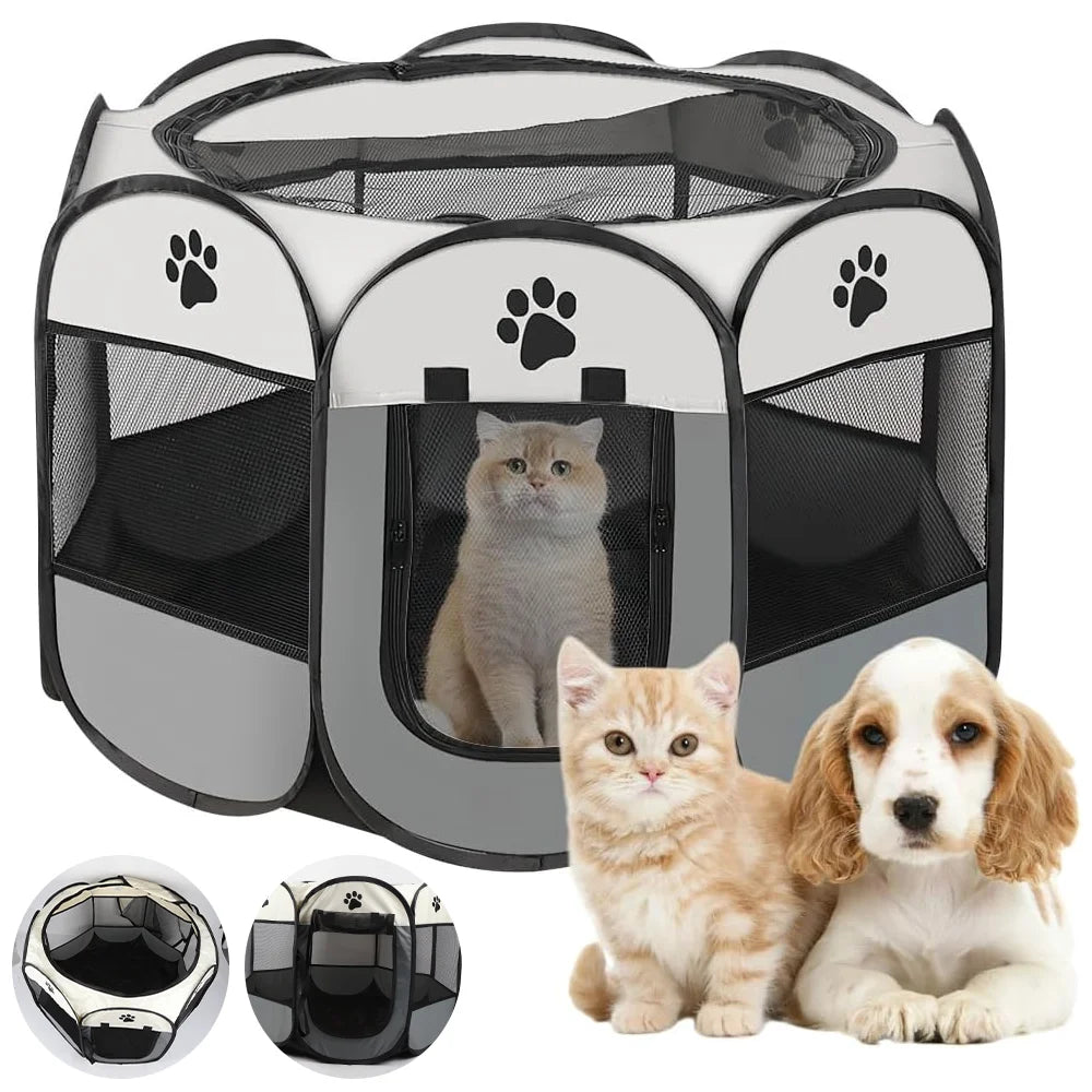 Tente Pliable Portable Pour Chat, Maison Pour Chat, Voyage En Plein Air, Cage Pour Chat/Chien, Clôture Octogonale, Cage Pour Animaux De Compagnie, Opération Facile