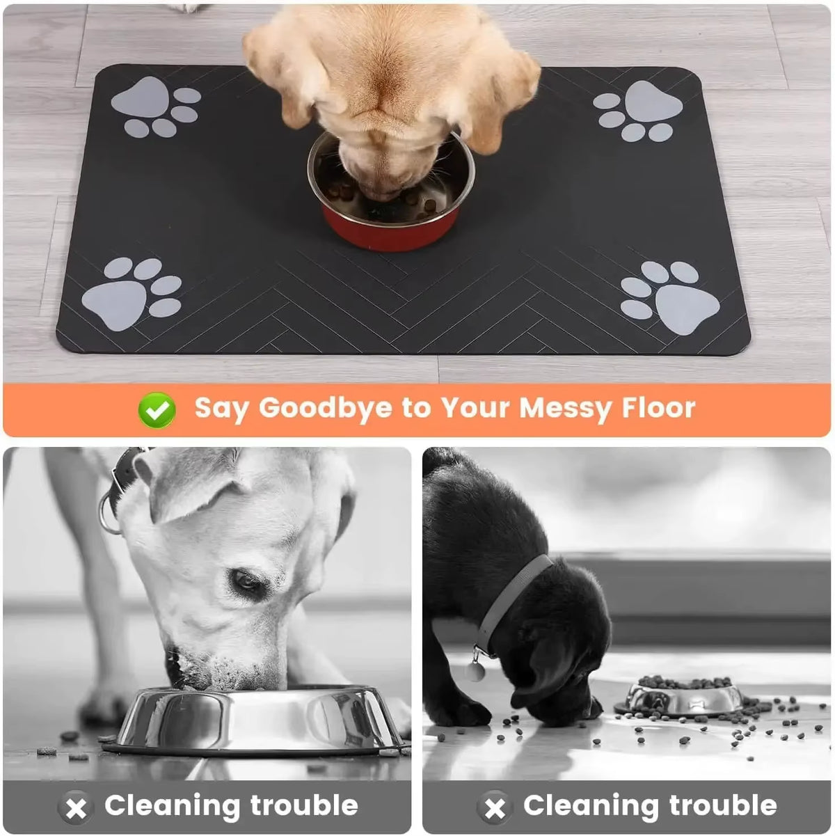 Tapis D'Alimentation Pour Animaux De Compagnie, Napperon Absorbant Pour Animaux De Compagnie, Support En Caoutchouc, Tapis D'Eau À Séchage Rapide Pour Chien Et Chat, Bol De Nourriture Et D'Eau Avec Étanche
