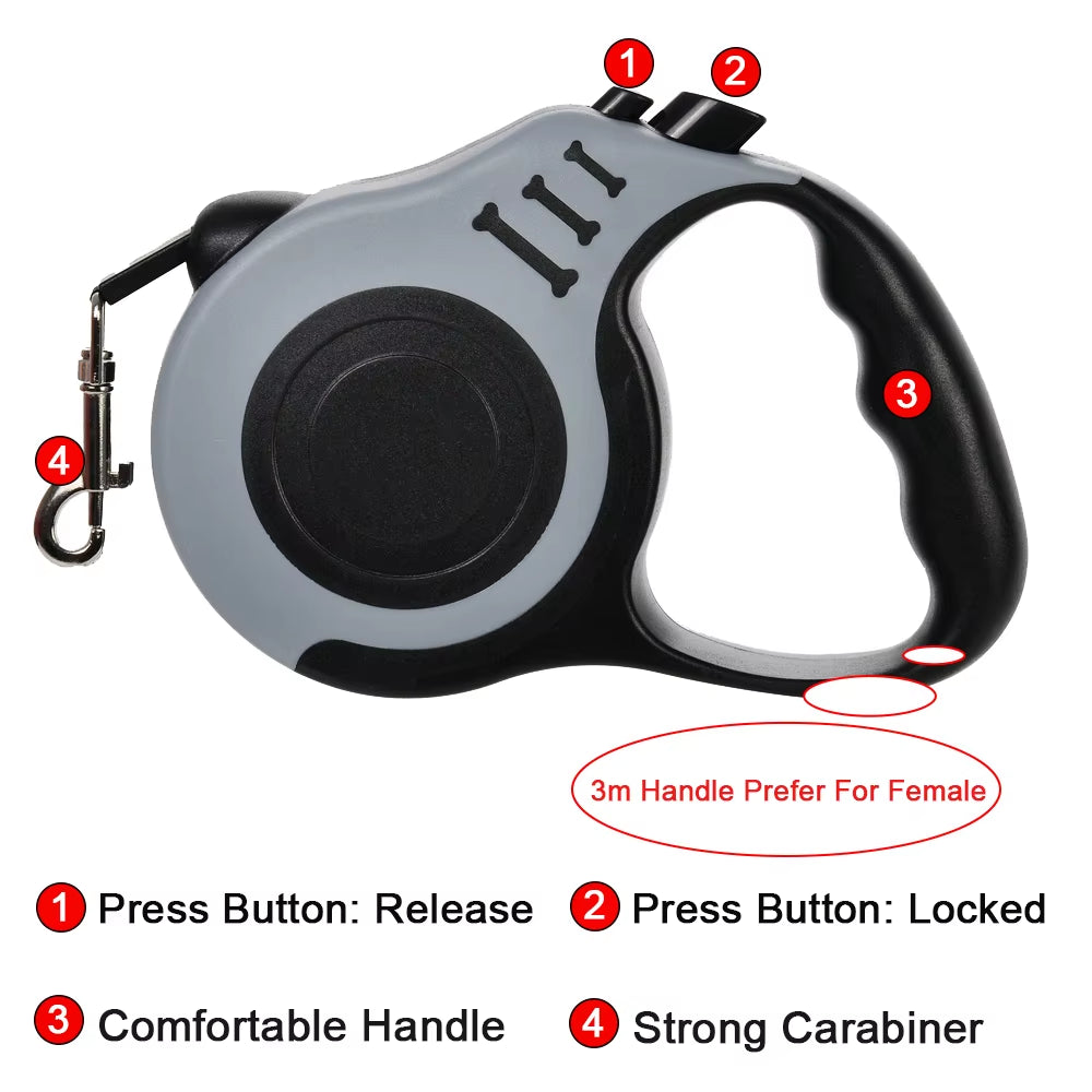Laisse Pour Chien De 3M 5M, En Nylon Solide, Pour Chiots, Petits, Moyens Et Grands Chiens, Chats, Rétractable Automatique, Durable, Fournitures Pour Animaux De Compagnie Yorkshire