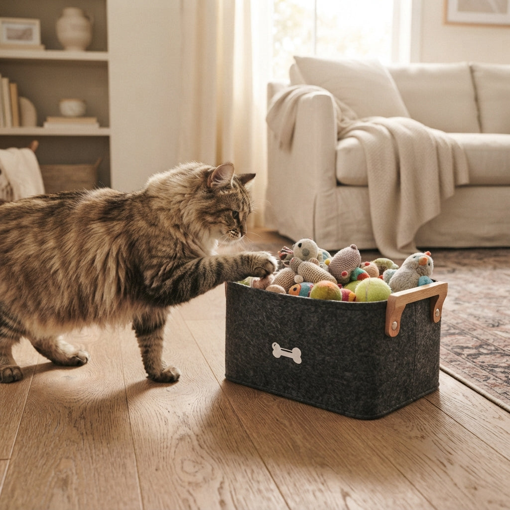 Panier de rangement en feutre pour jouets d'animaux