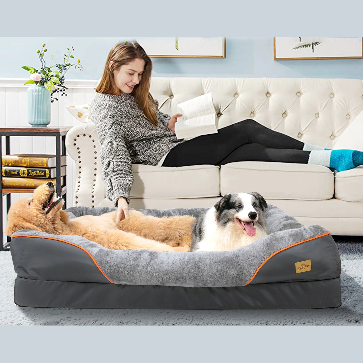 Grand Lit Pour Chien, Doux, Confortable, Anti-Allergie, Polaire Chaude, Housse Amovible Et Lavable, Lit Pour Animaux De Compagnie, Étanche