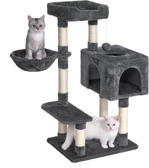 Arbre À Chat  Tir À Gratter 100 Cm Avec 7 Colonnes Maison Pour Chat Et Hamac Stable Avec Protection Contre L'Inclinaison