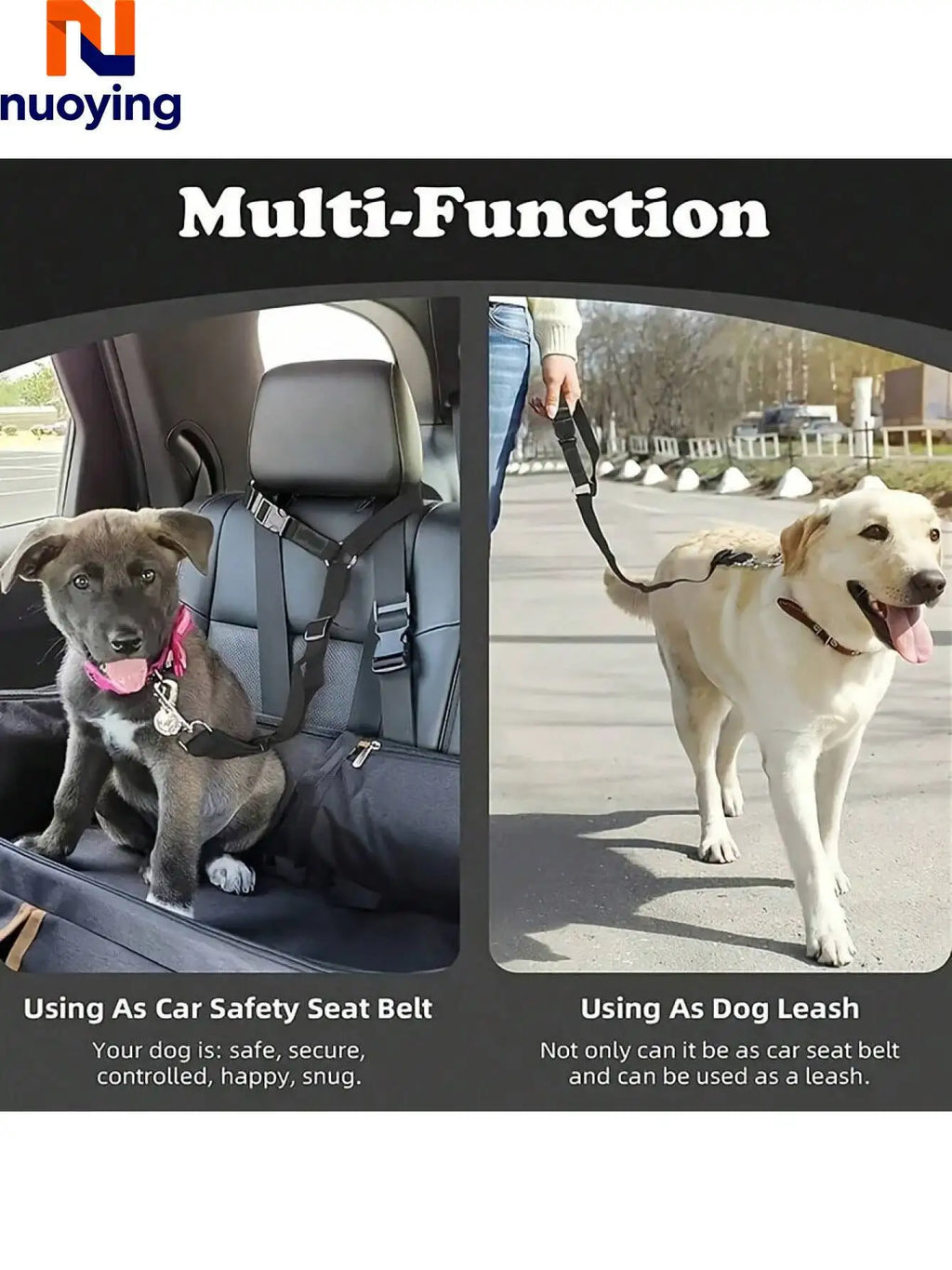 Ceinture De Sécurité Pour Chien Dans La Voiture, Laisse De Sécurité Pour Animaux De Compagnie En Voyage, Cadeau De Noël Pour Animaux De Compagnie