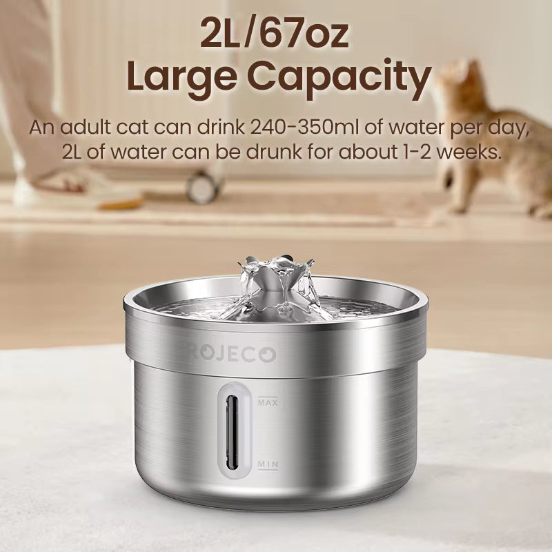 Fontaine À Eau Automatique Pour Chat Et Chien En Acier Inoxydable, Distributeur D'Eau Rechargeable Pour Animaux De Compagnie, Purificateur D'Eau Pour Animaux