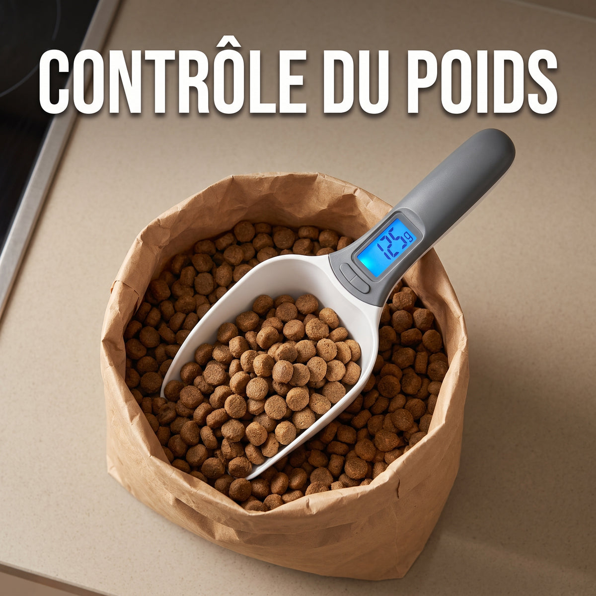 Balance électronique doseuse pour croquettes chien et chat