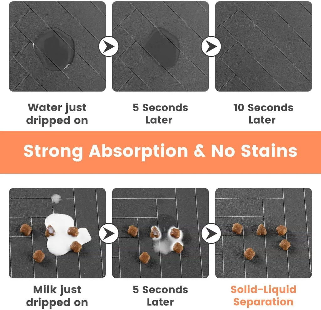 Tapis D'Alimentation Pour Animaux De Compagnie, Napperon Absorbant Pour Animaux De Compagnie, Support En Caoutchouc, Tapis D'Eau À Séchage Rapide Pour Chien Et Chat, Bol De Nourriture Et D'Eau Avec Étanche