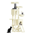 Tir À Gratter Pour Chat Tour D'Escalade De 158 Cm Avec 7 Mandrins À Gratter, 2 Maisons Et 2 Hamacs Pour Chats Domestiques