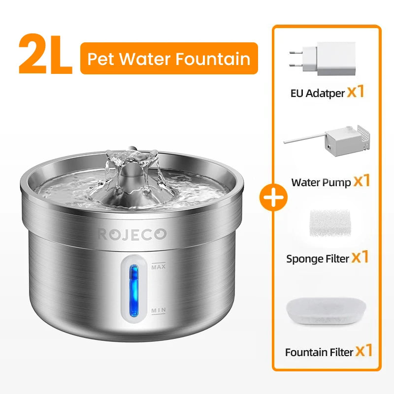 Fontaine À Eau Automatique Pour Chat Et Chien En Acier Inoxydable, Distributeur D'Eau Rechargeable Pour Animaux De Compagnie, Purificateur D'Eau Pour Animaux