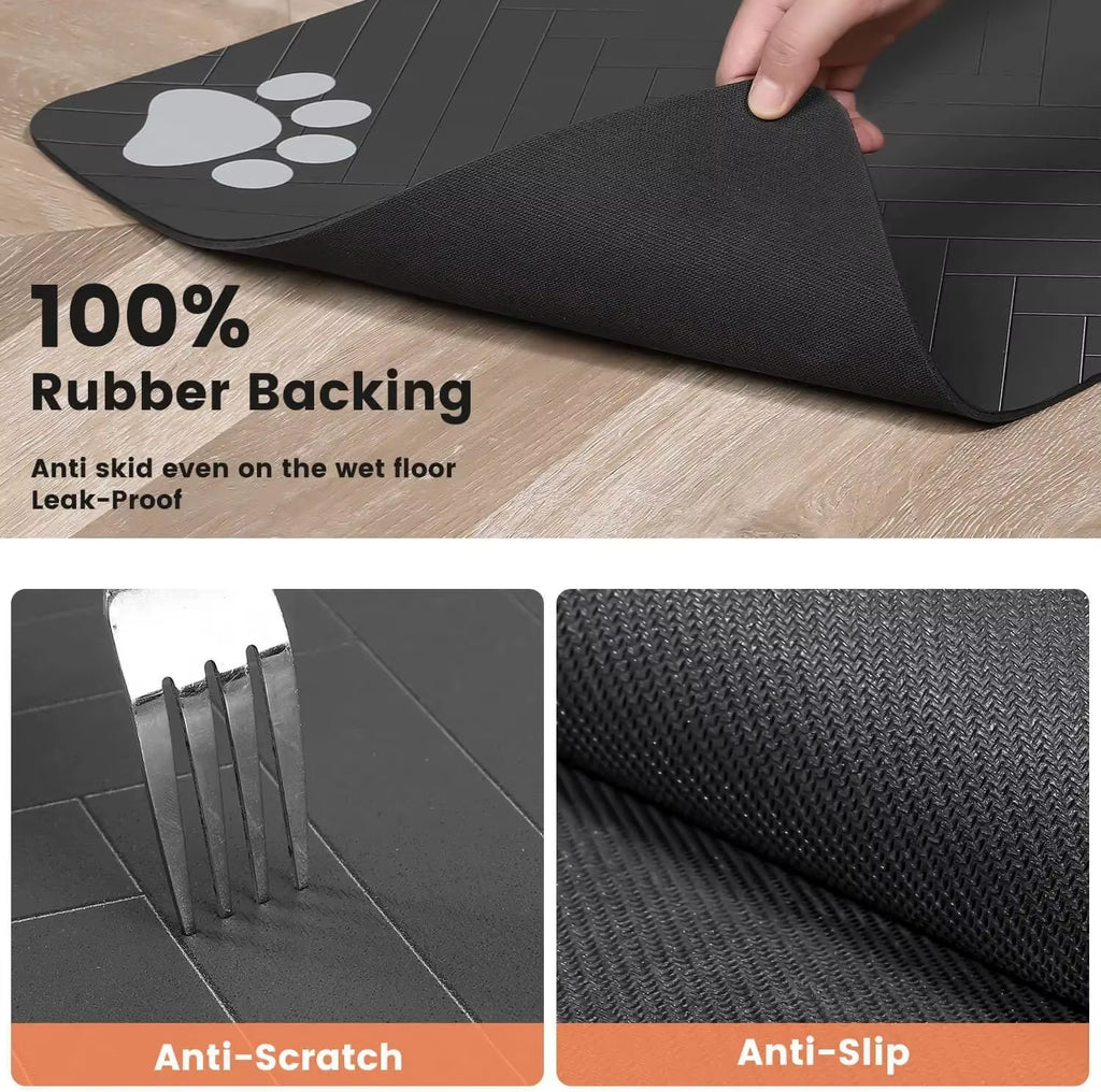 Tapis D'Alimentation Pour Animaux De Compagnie, Napperon Absorbant Pour Animaux De Compagnie, Support En Caoutchouc, Tapis D'Eau À Séchage Rapide Pour Chien Et Chat, Bol De Nourriture Et D'Eau Avec Étanche