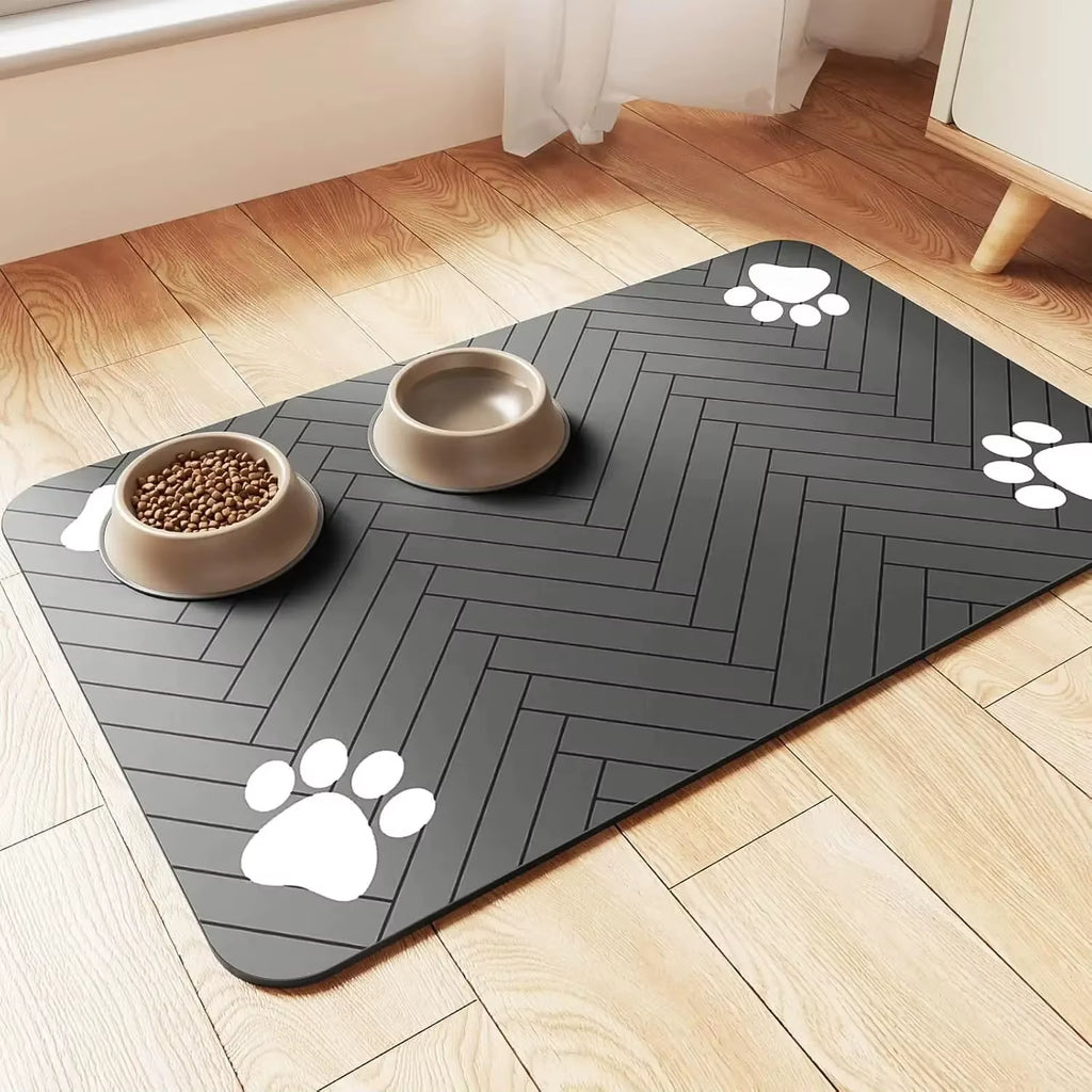 Tapis D'Alimentation Pour Animaux De Compagnie, Napperon Absorbant Pour Animaux De Compagnie, Support En Caoutchouc, Tapis D'Eau À Séchage Rapide Pour Chien Et Chat, Bol De Nourriture Et D'Eau Avec Étanche