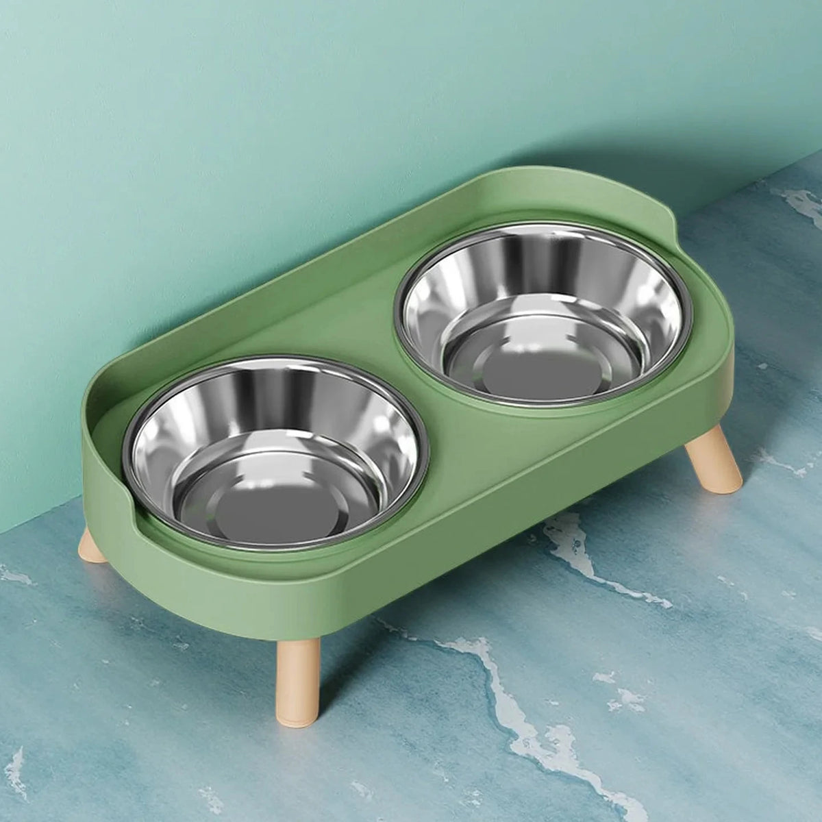 Distributeur Surélevé Pour Animaux De Compagnie Dopamine Colorful : Double Gamelle En Acier Inoxydable Avec Support Cervical – Station De Nourriture Et D'Eau Tendance Pour Animaux