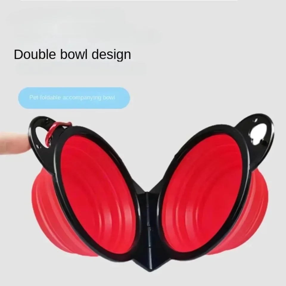 1 Pièce 2-En-1 Pliable Double Bol Bol D'Alimentation Portable Voyage En Plein Air Chien Chat Bol À Boire Fournitures Pour Animaux De Compagnie Eau D'Alimentation En Plein Air