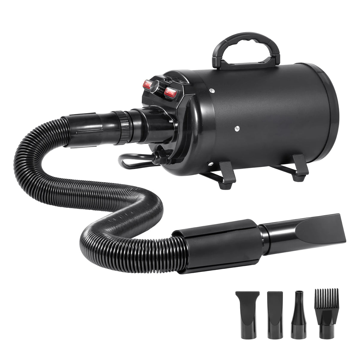 2000W/2.7HP Sèche-Cheveux Pour Chien Contrôle De La Température À Vitesse Réglable Avec 4 Buses Et Tuyau Extensible Pour Le Toilettage Des Poils D'Animaux