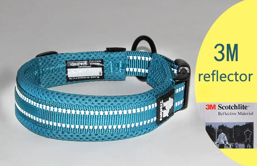 Collier Pour Chien  Réglable En Maille Rembourrée, Collier Pour Chien En Nylon Réfléchissant 3M, Durable Et Résistant Pour Toutes Les Races, Toutes Les Saisons, 8 Tailles