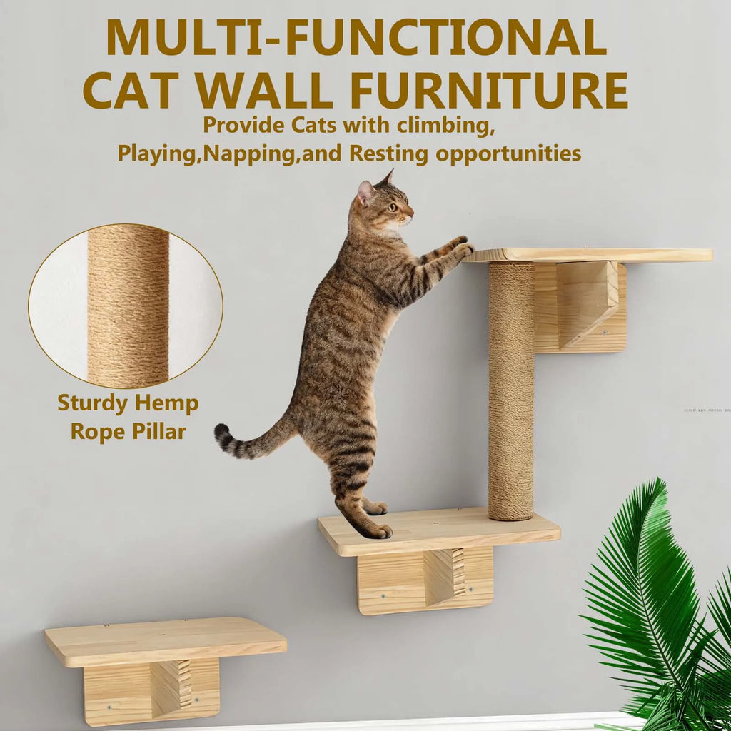 Étagères murales d'escalade en bois pour chat