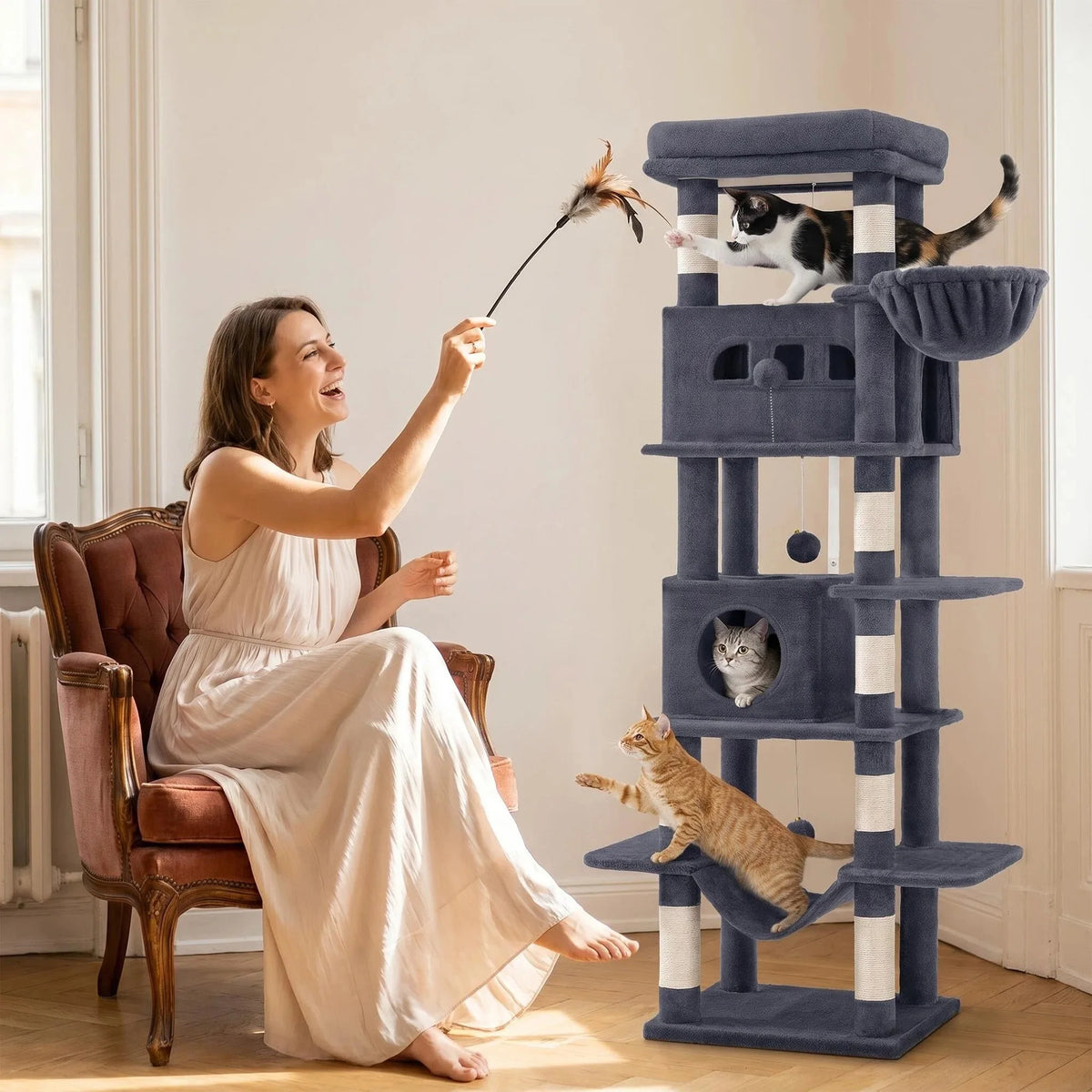 Arbre à chat XXL 210cm multi-niveaux