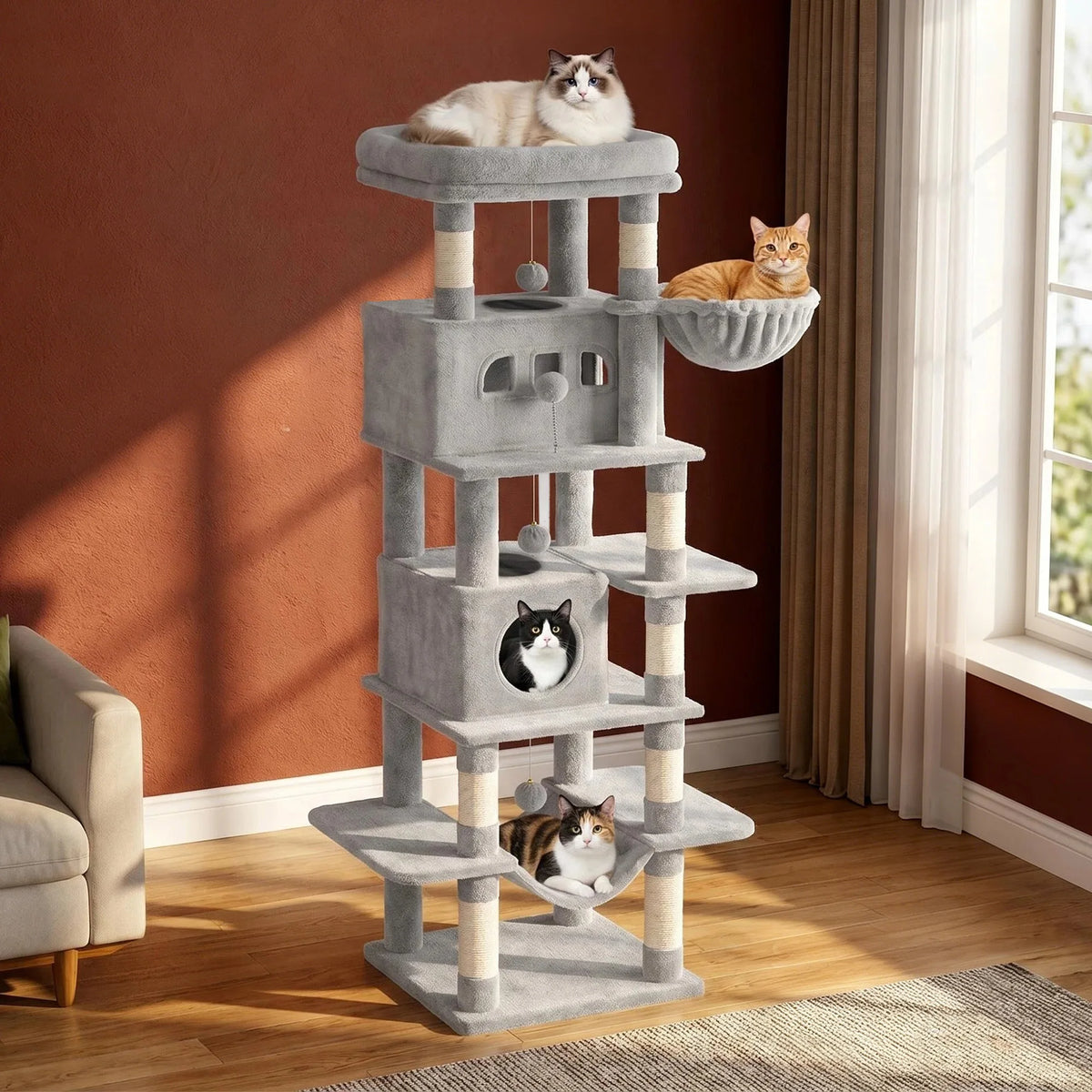 Arbre à chat XXL 210cm multi-niveaux