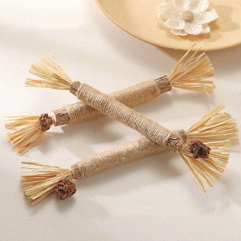 Bâtons à mâcher en bois naturel pour chat (lot de 15)