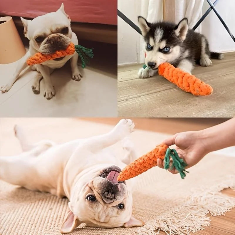 Jouet à nouer en corde forme carotte pour chien
