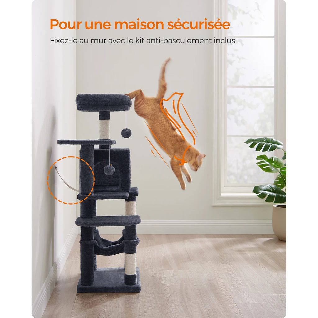 Arbre à chat 112cm multi-niveaux avec griffoirs