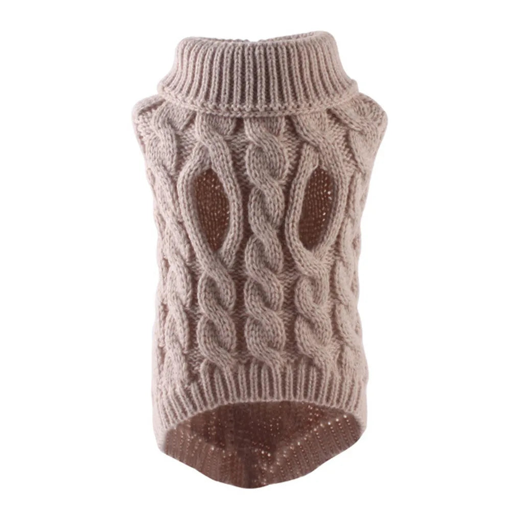 Pull torsadé tricoté pour petit chien