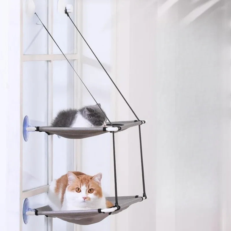 Hamac fenêtre suspendu double étage pour chat