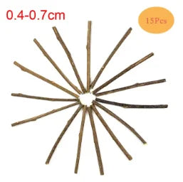 Bâtons à mâcher en bois naturel pour chat (lot de 15)