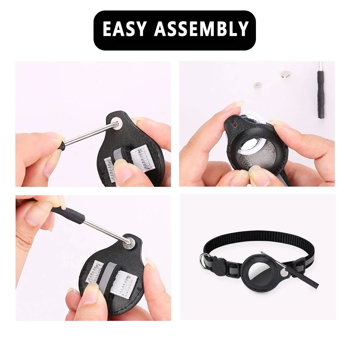 Collier porte-AirTag réfléchissant pour chat