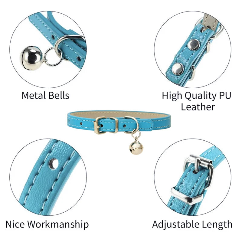 Collier en cuir PU élégant pour chat