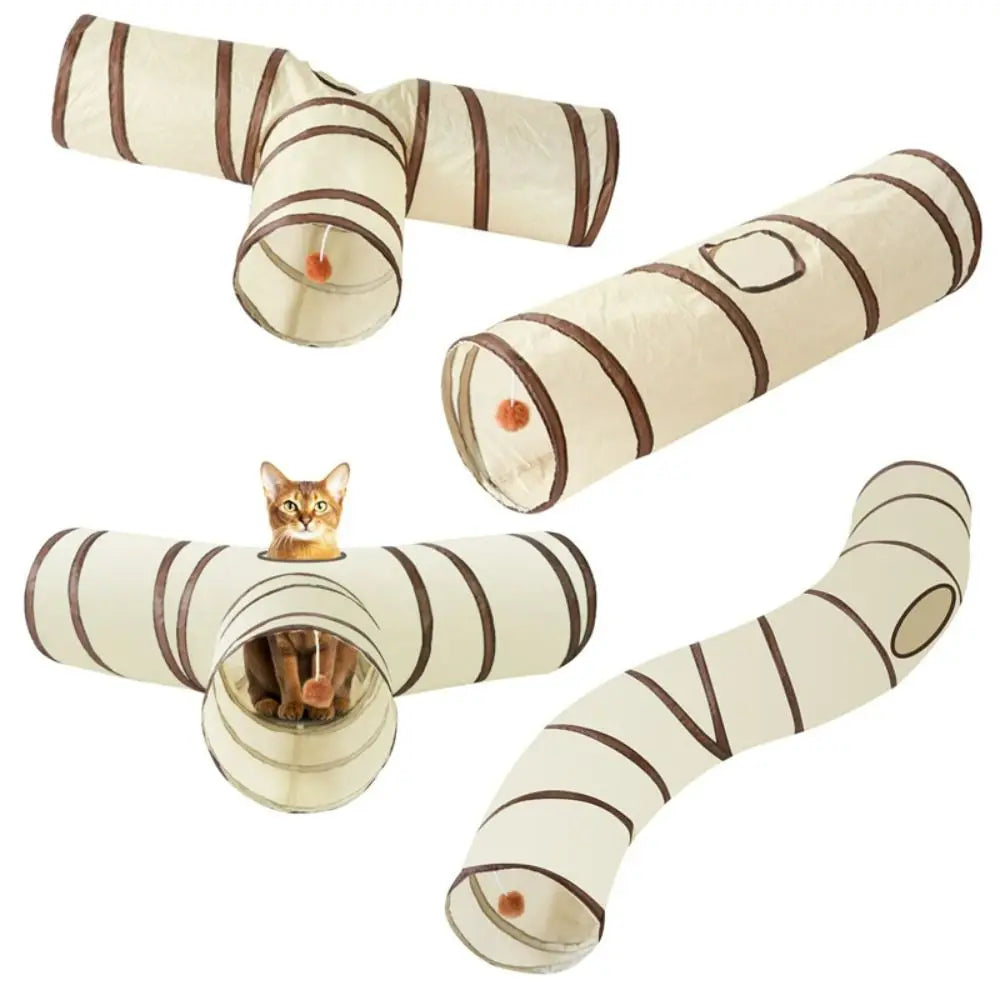 Tunnel pliable en tissu 4 formes pour chat