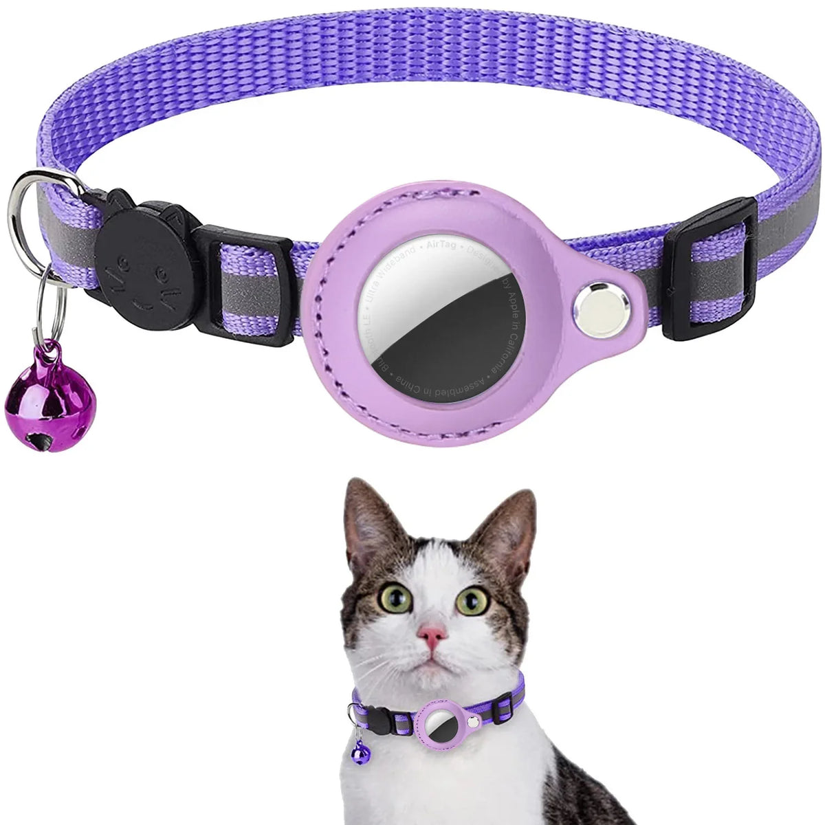 Collier porte-AirTag réfléchissant pour chat