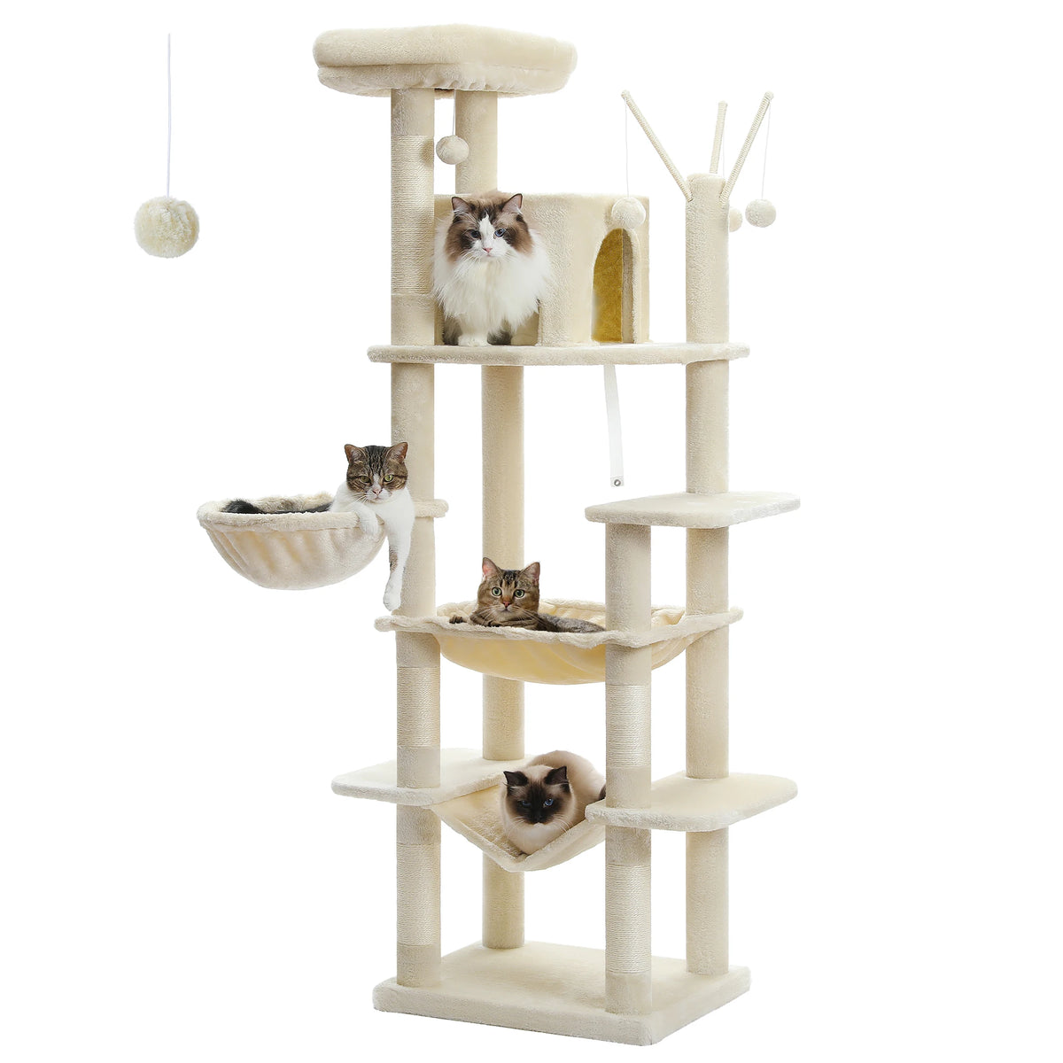 Grand arbre à chat multi-niveaux avec griffoirs