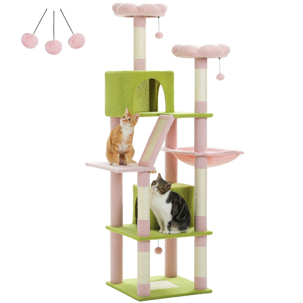 Grand arbre à chat multi-niveaux avec griffoirs