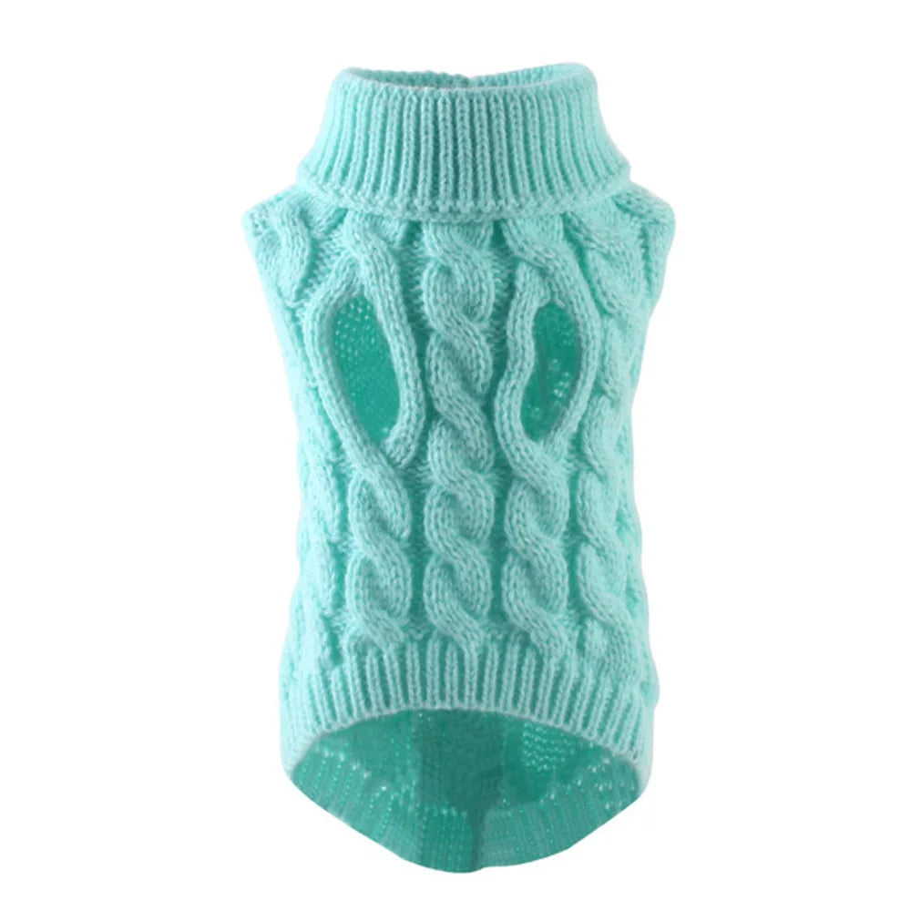 Pull torsadé tricoté pour petit chien