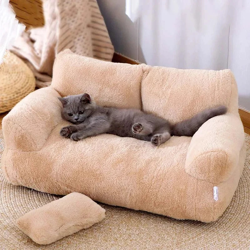 Canapé lit peluche luxueux pour chat et petit chien