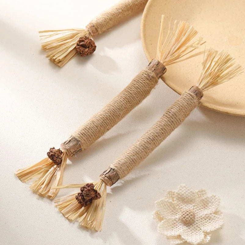 Bâtons à mâcher en bois naturel pour chat (lot de 15)
