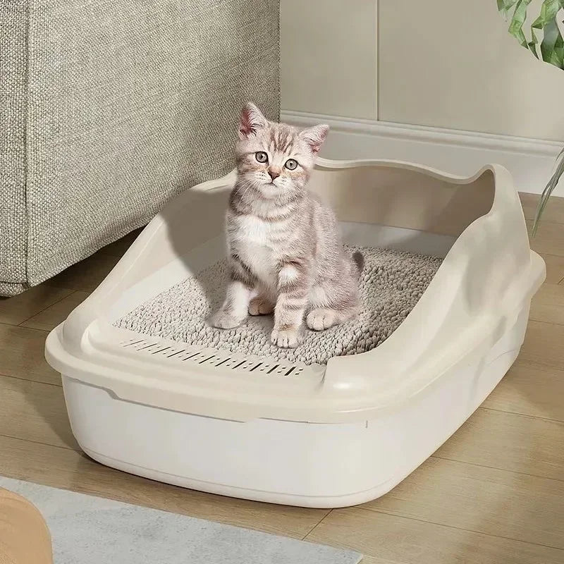 Petit bac à litière anti-éclaboussures pour chat
