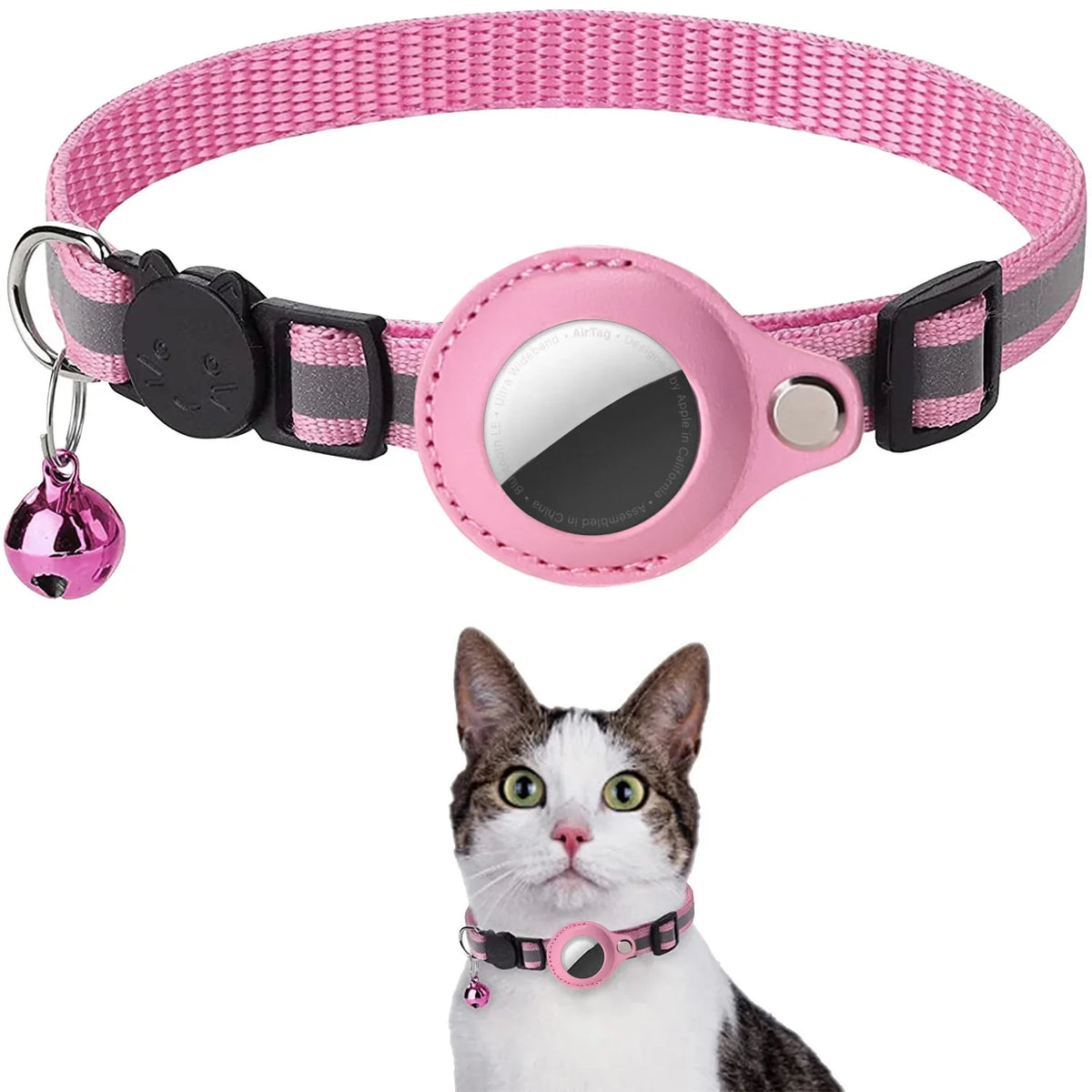 Collier porte-AirTag réfléchissant pour chat