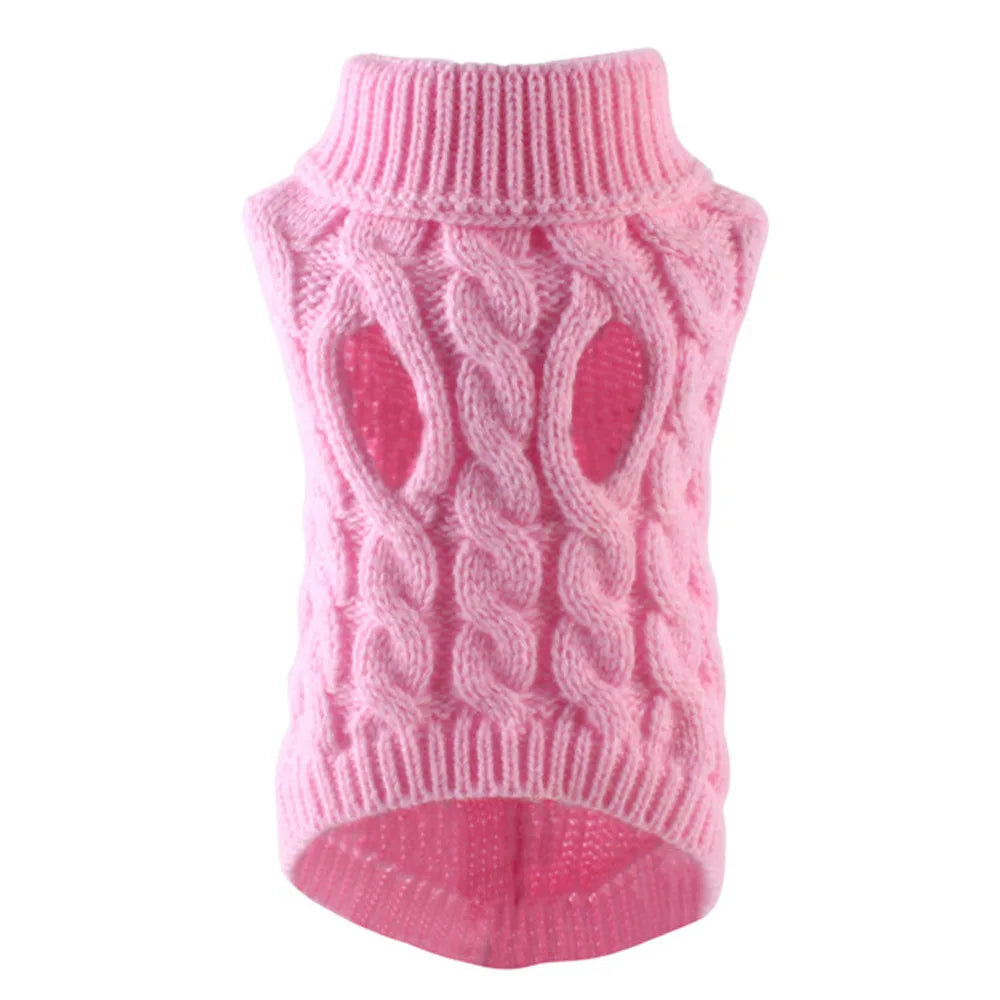 Pull torsadé tricoté pour petit chien